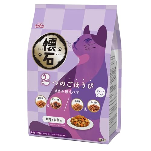 ペットライン 懐石 2つのごほうび ささみ添えペア キャットドライ グルメ【 国産/小分け/トッピング】 650g 10袋 (ケース販売)_1