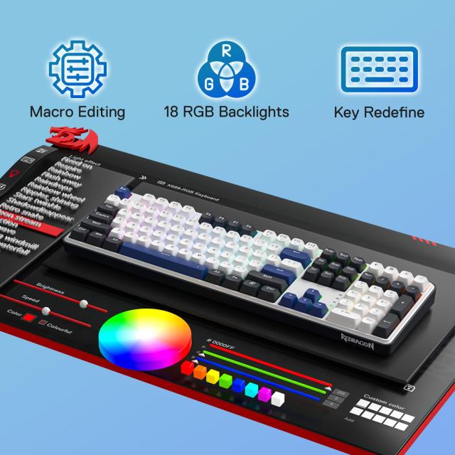 Redragon K689 有線ガスケット RGB ゲーミングキーボード 108キー メカニカルキーボード ホットスワップ対応ソケット 3層ノイズ減衰 ミッ_8