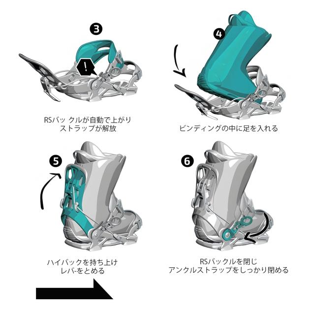 XCMAN リアステップ式スノーボードビンディング 軽量リアエントリー オールマウンテンビンディング 男性用 女性用 出し入れ簡単_4