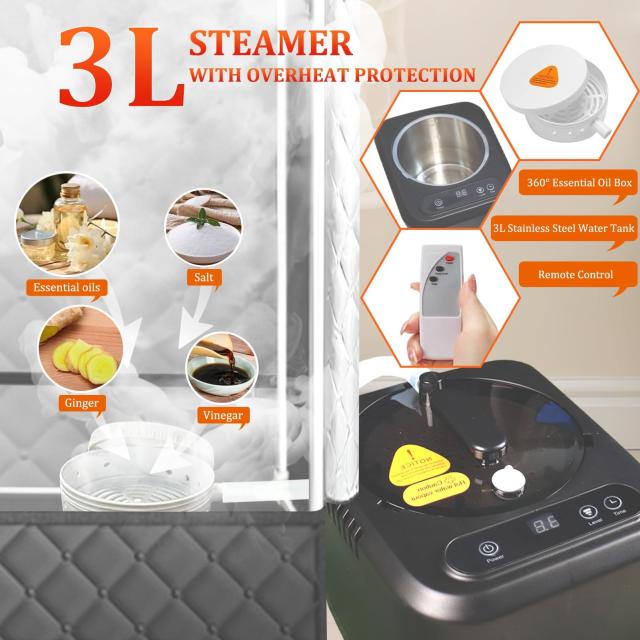 サウナ テント 3L スチームサウナ 家庭用サウナ 個室 全身 サウナ 自宅 サウナテント よもぎ 蒸し サウナテント 発汗, リラックス, テン