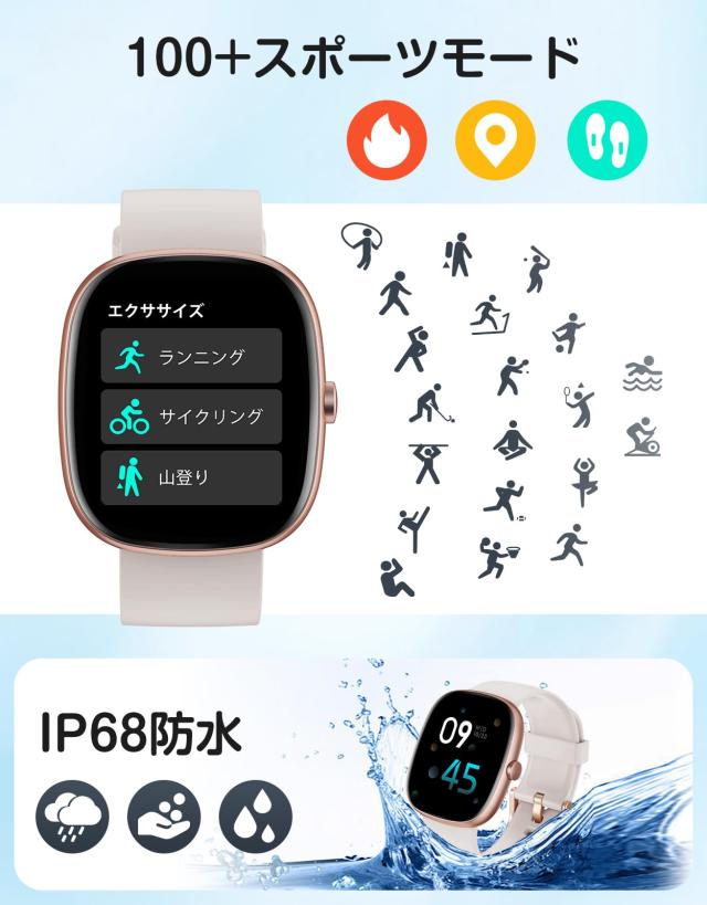 HUAKUA スマートウォッチ iPhone アンドロイド対応 Bluetooth通話機能
