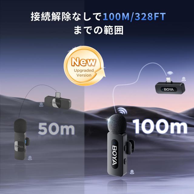 BOYA BY-V2 ワイヤレスピンマイク360°全方向 無指向性マイク充電式 9.5 