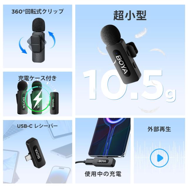 Boya BY-V20 ワイヤレスマイクシステム Amazon.com: BOYA BY-V20 One-Trigger-Two 2.4G Wireless
