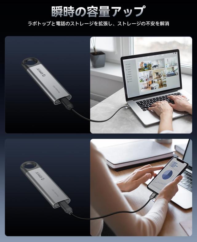 ORICO 512GB 外付けSSD USB-C対応 最大1050MB/秒 C10_4