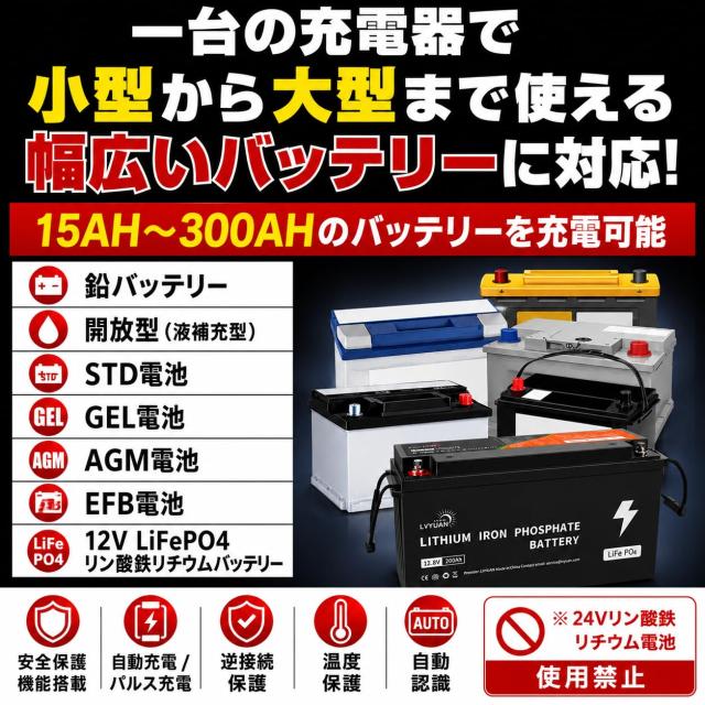 パルス充電器(正規品)Yinleader自動パルスバッテリー充電器 定格30A