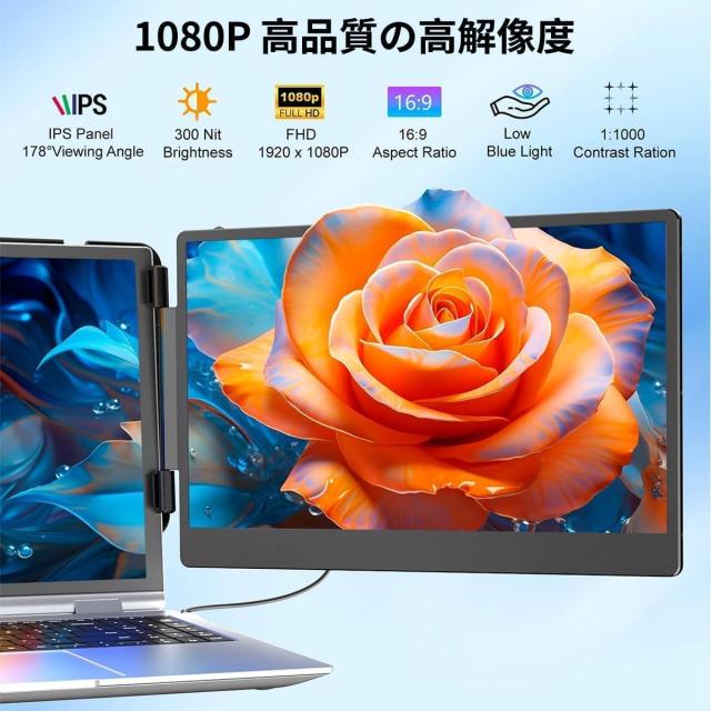 14.2 インチ デュアルディスプレイ ダブルモニター 、120%sRGB FHD