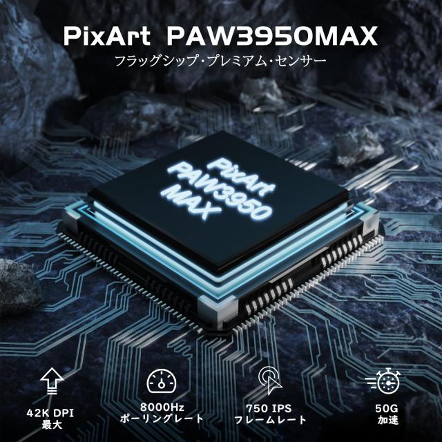 ATTACK SHARK R6 39g超軽量ゲーミングマウス、8000Hz、PixArt PAW3950MAXゲーミングセンサー、42000DPI、Nordic 52840 MCU、3モード連続_2