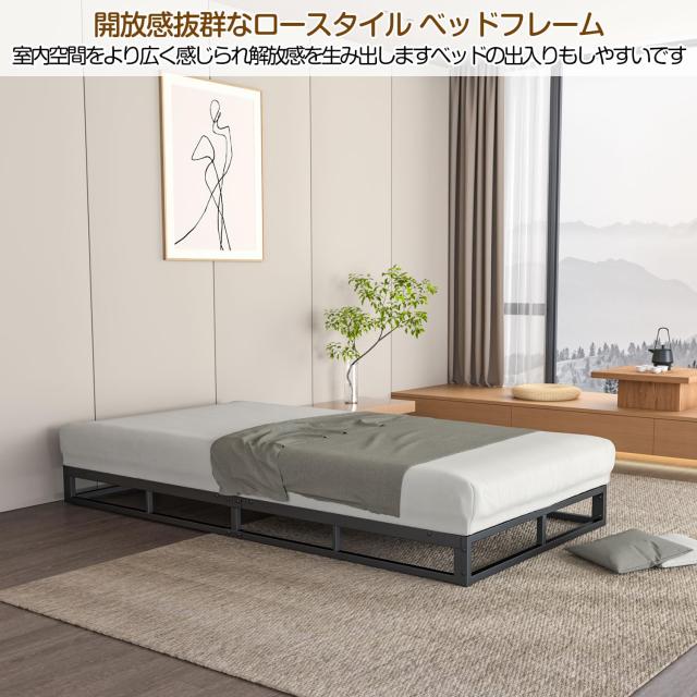 PRTONE ベッドフレーム ロータイプ ベッド メタル シングルベッド