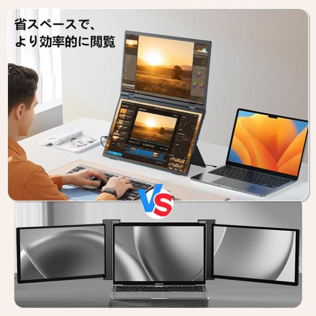 UPERFECT デュアル モバイルモニター 15.6インチ ドライバー不要 2画面