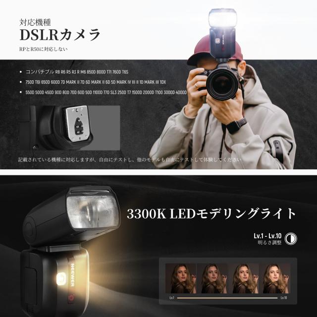 NEEWER Z880-C 2.4G 76Ws TTL フラッシュストロボ スピードライト アップグレードUI 調整可能なモデリングライト TTL/M 快速スイッチ TCM