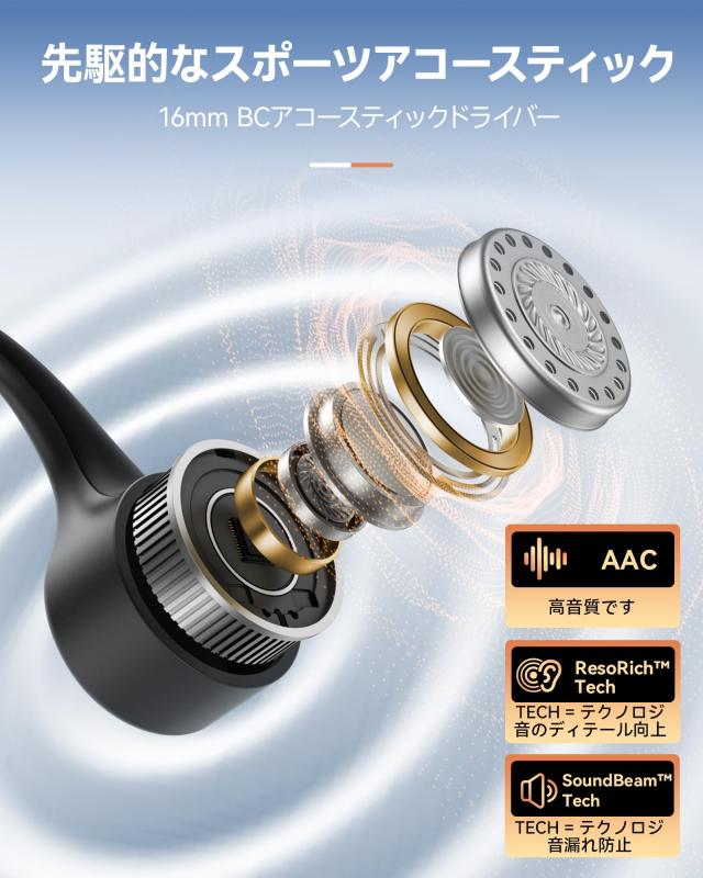 DEMICEA オープンイヤーヘッドホン、骨伝導イヤホン、内蔵32GB MP3、マイク付き、IP68防水＆防汗、8時間再生、ワイヤレス Bluetooth 5.3、_2