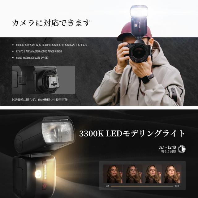 NEEWER Z880-S 2.4G 76Ws TTL フラッシュストロボ スピードライト アップグレードUI 調整可能なモデリングライト TTL/M 快速スイッチ TCM