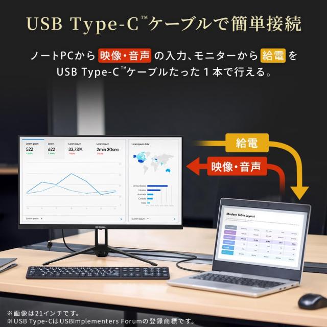 Amazon.co.jp限定】アイリスオーヤマ モニター typeC給電ディスプレイ 