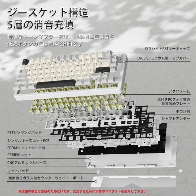 ATTACK SHARK x MAMBASNAKE X86ゲーミングキーボー、CNCフルアルミ、多機能便利ノブ、ワイヤレス、メカニカル 、Bluetooth/2.4Ghz/有線、_3