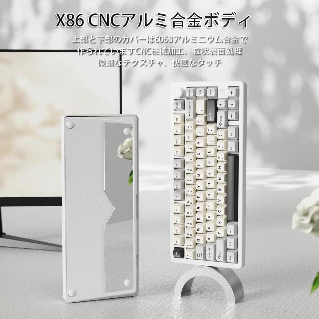 ATTACK SHARK x MAMBASNAKE X86ゲーミングキーボー、CNCフルアルミ、多機能便利ノブ、ワイヤレス、メカニカル 、Bluetooth/2.4Ghz/有線、_4