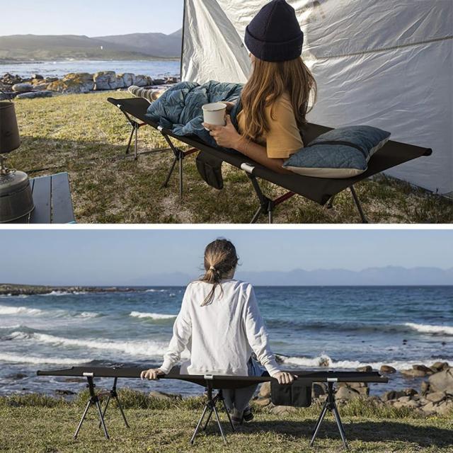 Naturehike アップグレード アルミ ベッド 折畳キャンプコット高低兼用 簡易 コンパクト 超軽量 耐荷重150kg 収納バッグ付き Naturehikeアップグレード アルミベッド 折畳キャンプコット カーキ