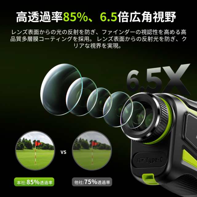 FOSSiBOT C1000F ゴルフレーザー距離計 3点間測定 LCD黒表示