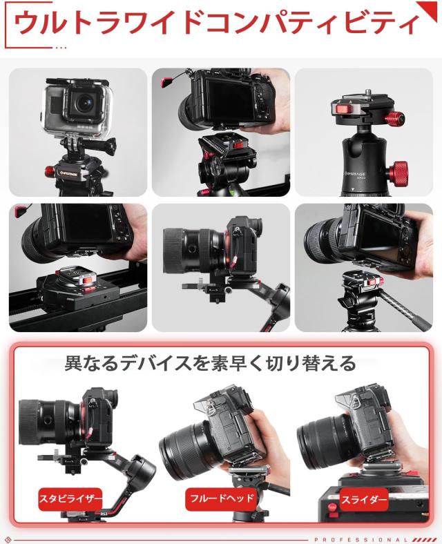 IFOOTAGEカメラクイックリリースプレートQ38、クイックリリース