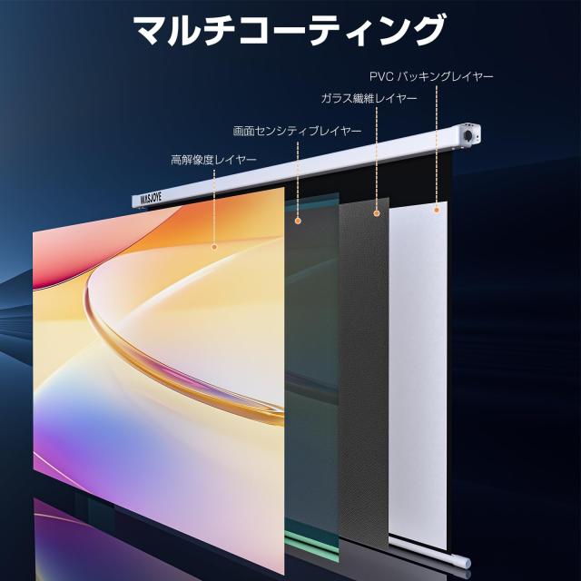 WASJOYE プロジェクタースクリーン 60インチ 16:9 電動 両端給電式
