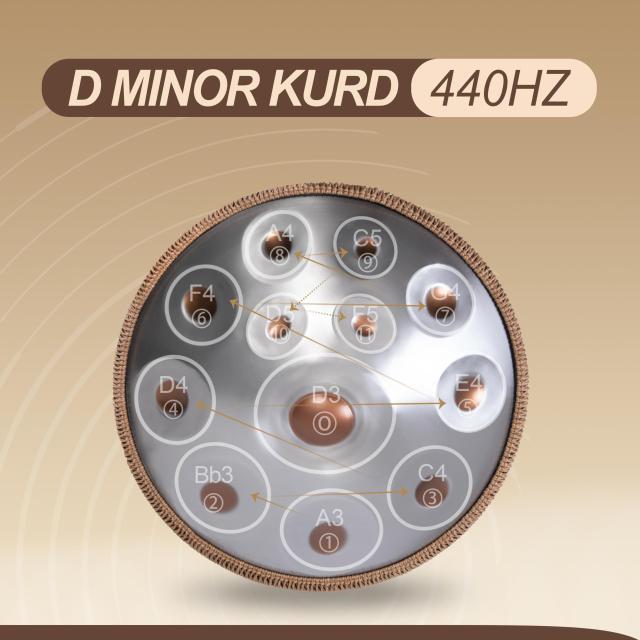 Sarospan ハンドパン ドラム - 22インチ 12音 D Kurd 440Hz - 手作り