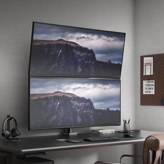 2画面モニターアーム 27~57インチまで 耐荷重各3~27kg上下左右自由調整 ACCURTEK 2画面モニターアーム ロングポール60.5cm 最大57インチまで