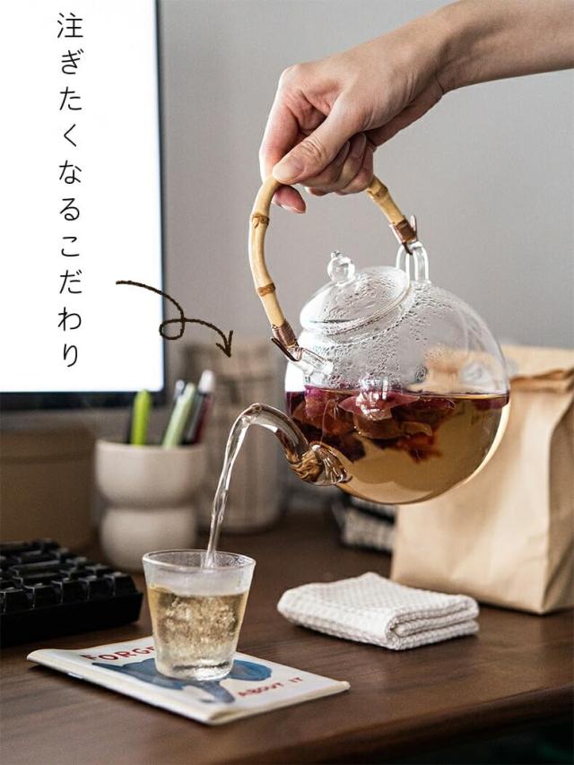 IwaiLoft 手作り 耐熱ガラス ティーポット 茶こし付き ジャンピング 紅茶ポット フルーツティー リーフティー 花茶 工芸茶 ハーフティー_3