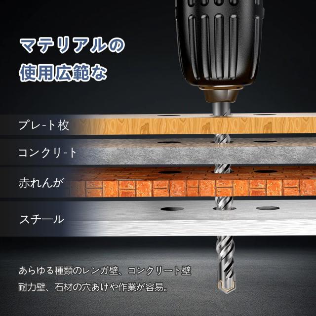 2本セット SDSプラスシャンク コンクリートドリル,ハード合金ドリルヘッド,掘削コンクリート、セメント、石、レンガのために(35x600mm)