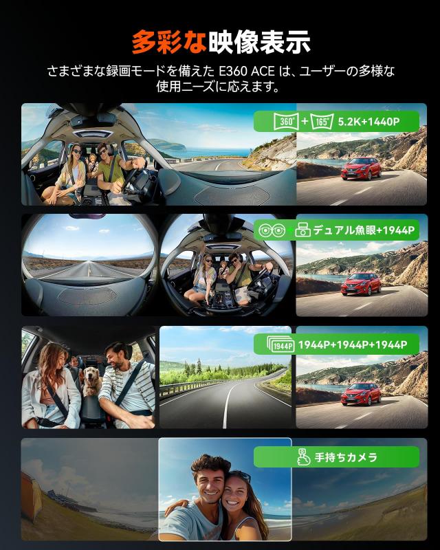 VANTRUE E360パノラマドライブレコーダードラレコ360°全方位