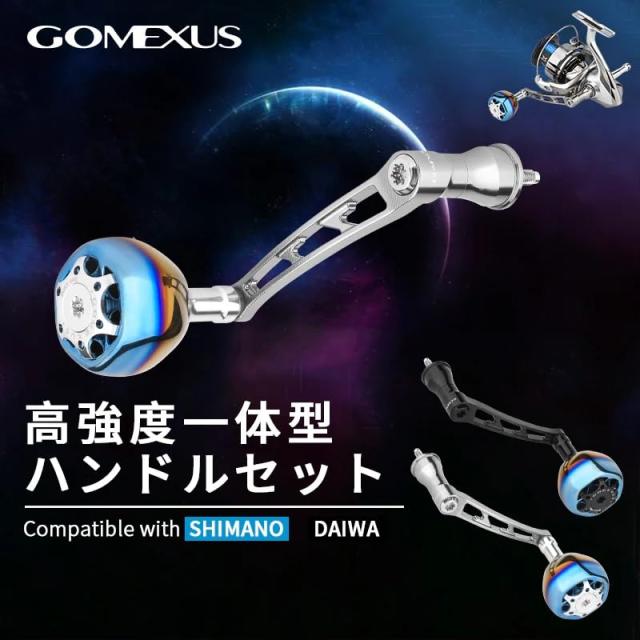 ゴメクサス ハンドル 70mm シマノ ダイワ スピニングリール用 一体構造 超々ジュラルミン製 チタンパワーノブ付き_2