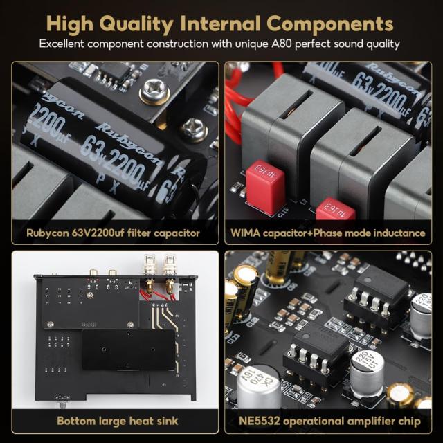 AIYIMA A80 TPA3255デコードアンプHIFI 2.0チャネルQCC 3034 Bluetooth