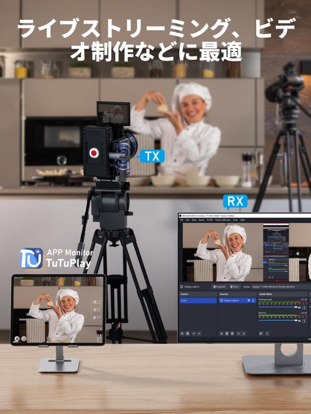 ワイヤレス HDMI 送受信機セット 無線 1×送信機+2×受信機 200M 小型