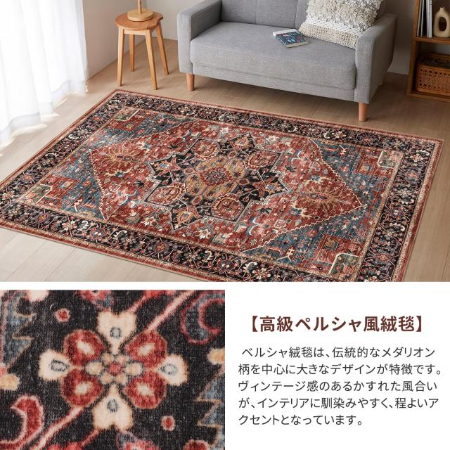 【ペルシャ柄ラグ】ラグ カーペット ペルシャ風絨毯 大判 185×185cm（2畳相当）｜洗える 滑り止め 低反発 防音 床暖房対応｜ 抗菌防臭_6