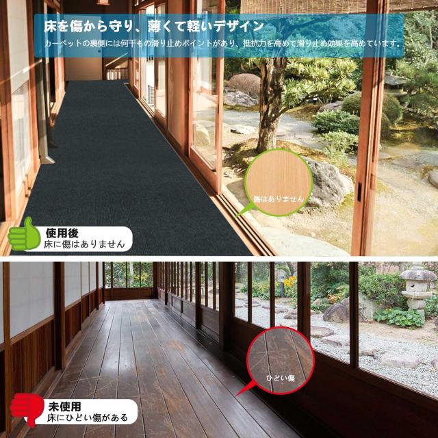 Bolinker ロングカーペット ズレない 洗える 撥水 おしゃれ 無地 カーペットタイプ TPR 防音 ラグ ペット 置くだけで吸着マット 80×600c_5