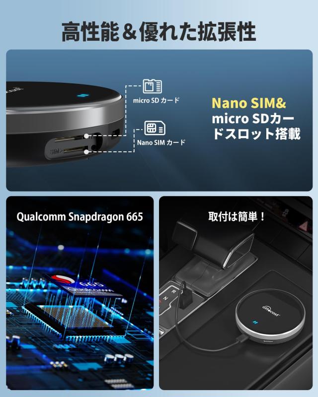 ふじ　ottocast P3 Lite 120GBクラウドSIM付き Ottocast クラウドSIM(eSIM)に対応したOttoAibox P3 Lite 標準で