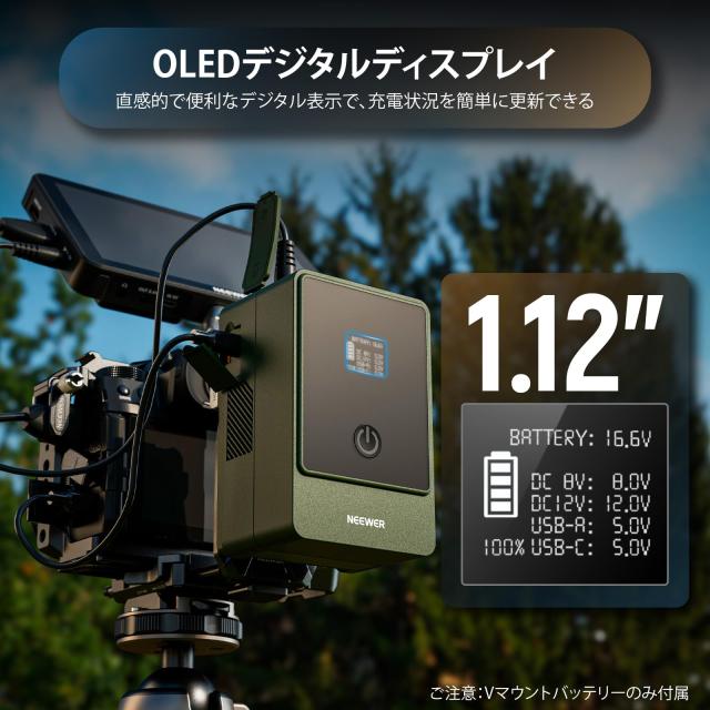 NEEWER ミニVマウントバッテリー 6800mAh 99Wh 14.5V ミニVロック電池 PD 65W 双方向 Type C 急速充電 D Tap/BP/USB AデュアルDCポート/O