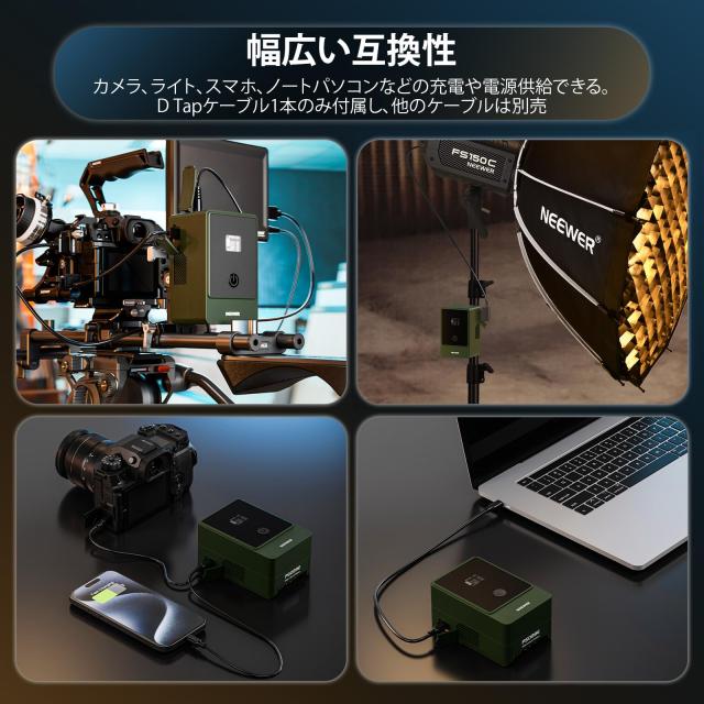 NEEWER ミニVマウントバッテリー 6800mAh 99Wh 14.5V ミニVロック電池 PD 65W 双方向 Type C 急速充電 D Tap/BP/USB AデュアルDCポート/O