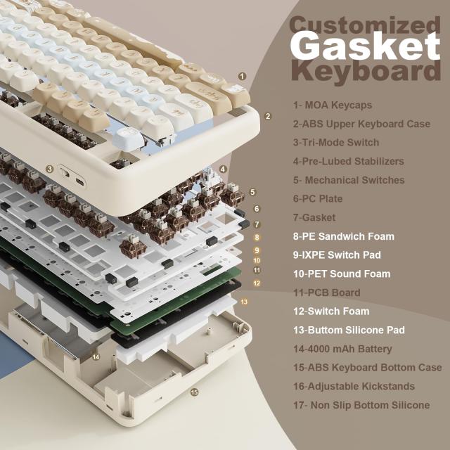 YUNZII B87 ワイヤレスメカニカルキーボード ゲーミングキーボード BT5