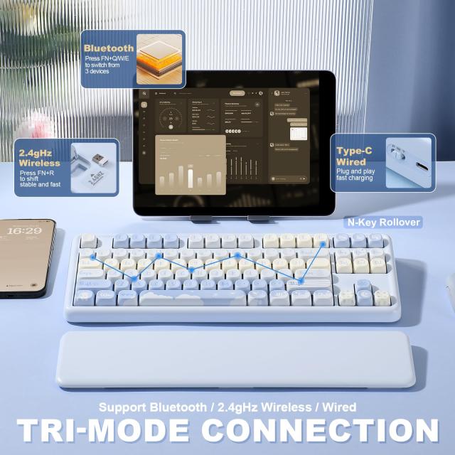YUNZII B87 ワイヤレスメカニカルキーボード ゲーミング