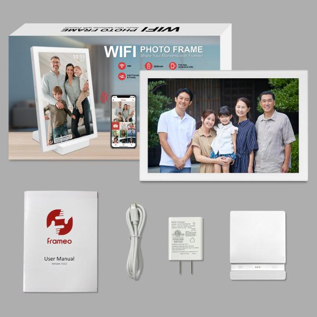 FRAMEO WiFiデジタルフォトフレーム、内蔵バッテリー、3〜6時間使用できます、10.1インチ デジタルフォトフレーム 1280 * 800 IPS タッチ_8
