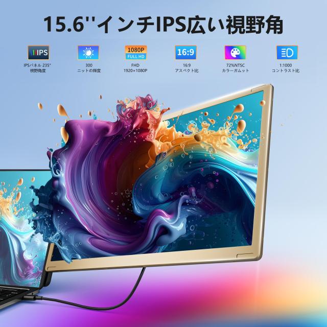 LivElect 15.6インチ デュアルモバイルモニター FHD 1080P トリプル 