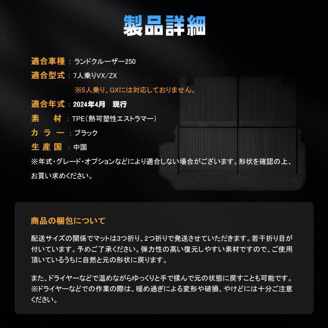 3枚セット TELLIKA ランドクルーザー 250 ランクル 250系 ラゲッジ マット