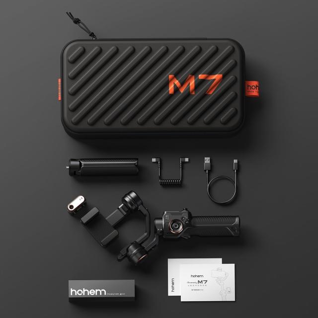 hohem M7 AIトラッキングスマートフォンジンバル3軸電話スタビライザー、1.4インチフルカラータッチスクリーン、マグネット、フィルライ_3