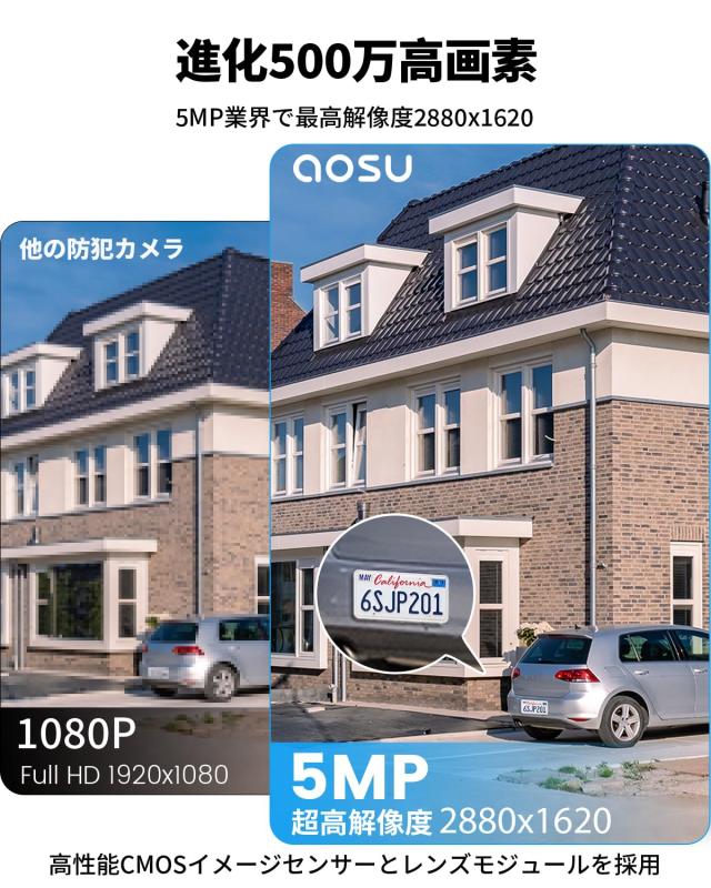 【2025最新500万画素・高効率充電・15灯夜間カラー】aosu 防犯カメラ 屋外 ソーラー 9200mAhバッテリー内蔵 電池式 屋外カメラ 人体/移動_3