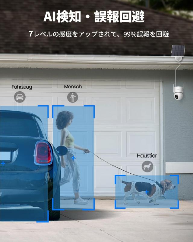 【2025最新500万画素・高効率充電・15灯夜間カラー】aosu 防犯カメラ 屋外 ソーラー 9200mAhバッテリー内蔵 電池式 屋外カメラ 人体/移動_7