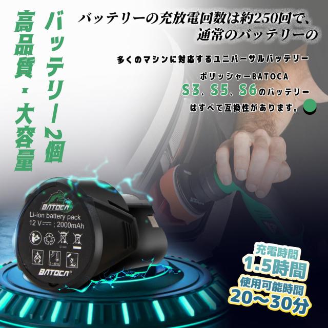 BATOCA S5 ポリッシャー ミニ 車 充電式 コードレス マイクロ 30mm/50mm/75mm 【DA/RO ツールレス・クイックチェンジ・システム】【車の_3