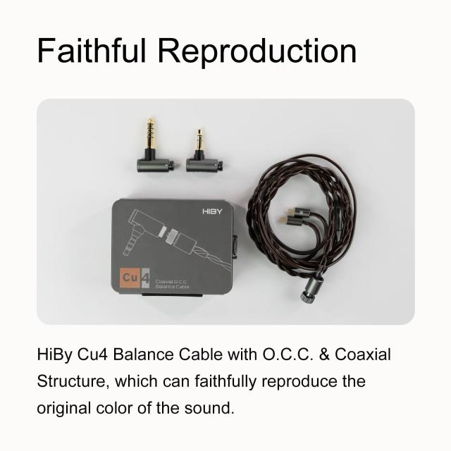 HiBy Cu4 バランス イヤホンケーブル 同軸 O.C.C.Litz Type4 2-in-1 ワイヤー 4ピン ロック プラグ 3.5mm+4.4mm ジャック