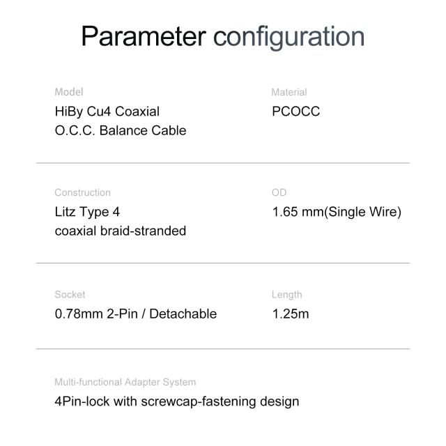 HiBy Cu4 バランス イヤホンケーブル 同軸 O.C.C.Litz Type4 2-in-1 ワイヤー 4ピン ロック プラグ 3.5mm+4.4mm ジャック