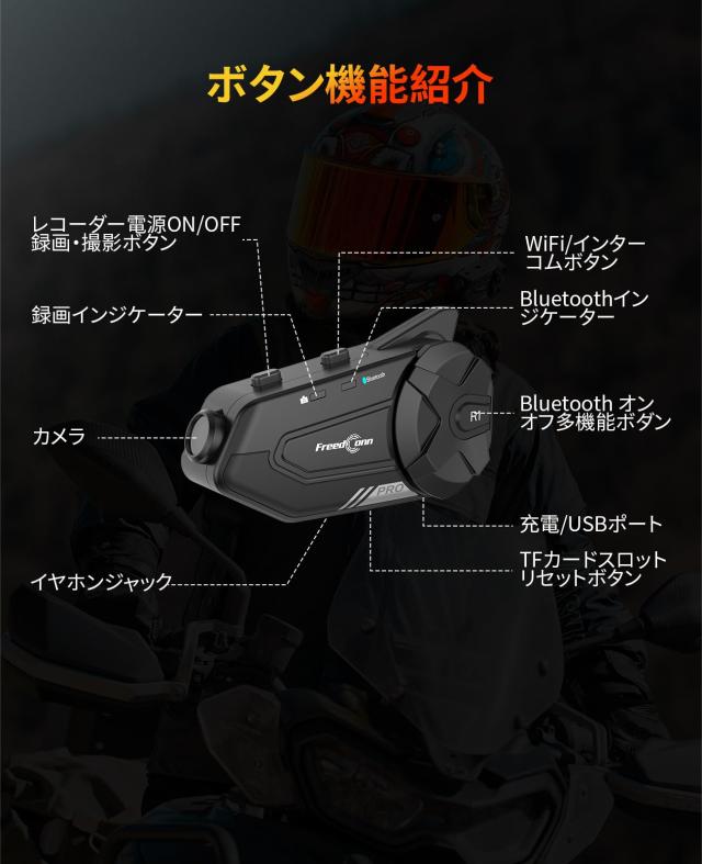 Freeconn R1Pro バイク インカム カメラ付き バイク用インカム バイク