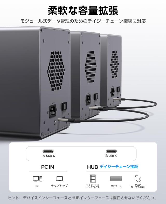 ORICO HDDケース 4台 デイジーフェイス機能付き HDDケース 4台