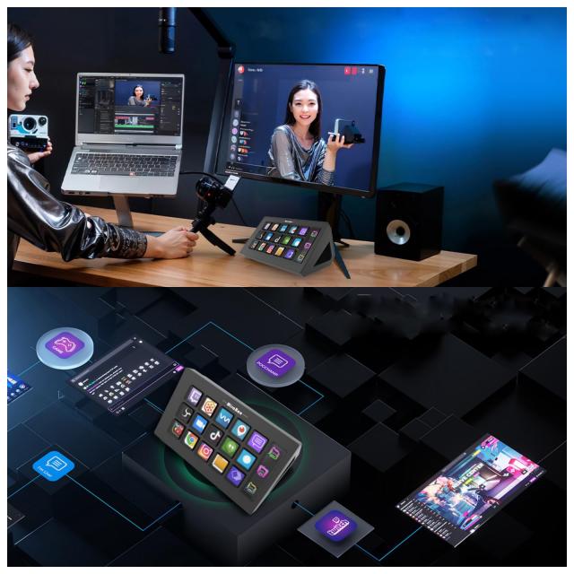 ストリームデック stream deck ショートカットキー 15個のカスタムキー 配信者向けデバイス 左手デバイス ショートカットリモート 片手キ_5